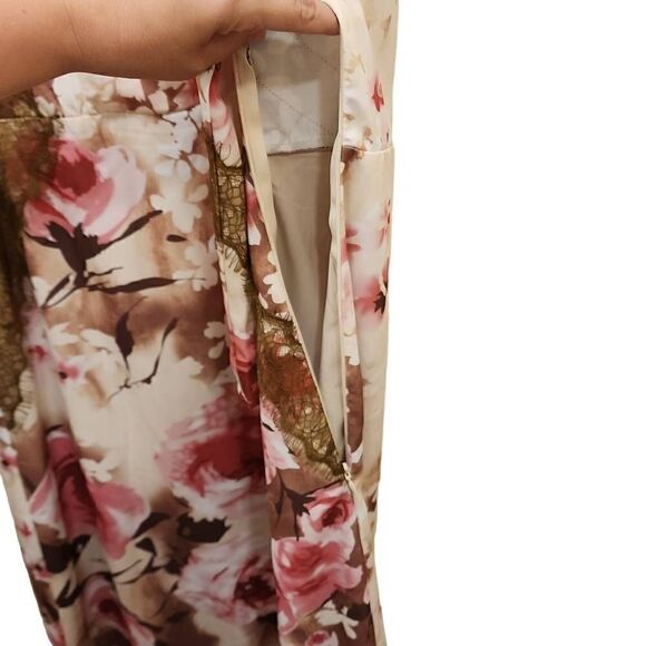 La Bellum Women's‎ Brown & Pink Floral Print Wrap Shift Maxi Dress Size 12 NWT - Picture 9 of 13